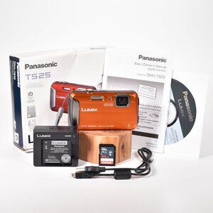 Panasonic Lumix DMC-TS25 Digital Camera 16.1MP 4x Zoom HD Video 64GB SD MINT